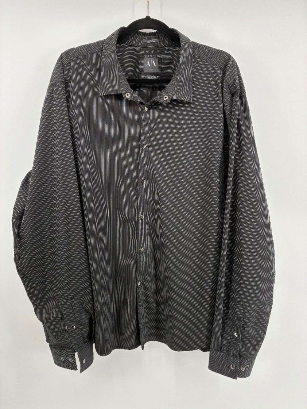 **AS IS** Armani Exchange Black Pin Stripe Men’s Dress Shirt